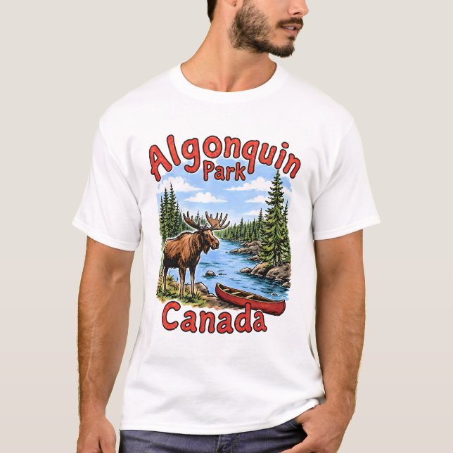 Camiseta Parque Algonquin Canadá Paisaje Alce (Anverso)