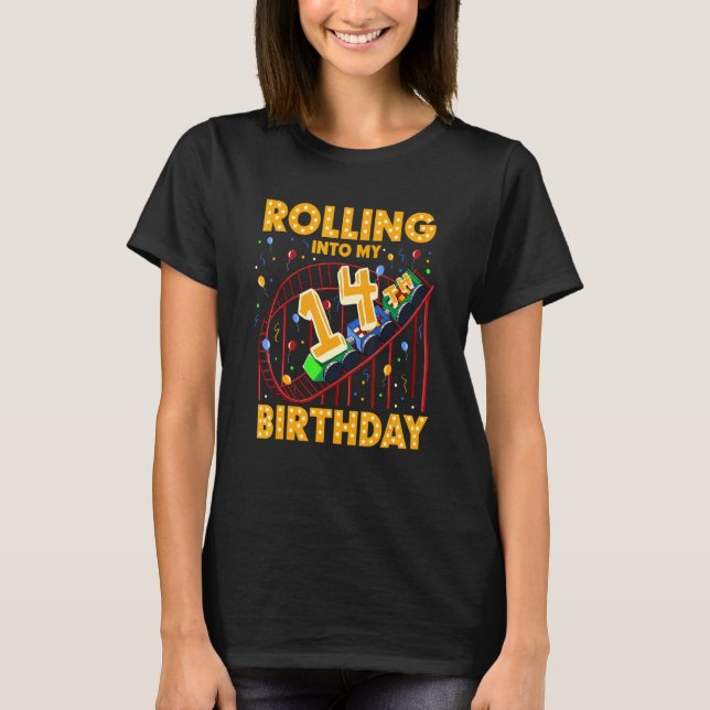 Camiseta Parque de diversiones Rollercoaster 14.º Cumpleaño (Anverso)