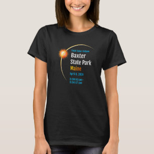 Camiseta Parque Estatal Baxter Maine ME Eclipse Solar Total