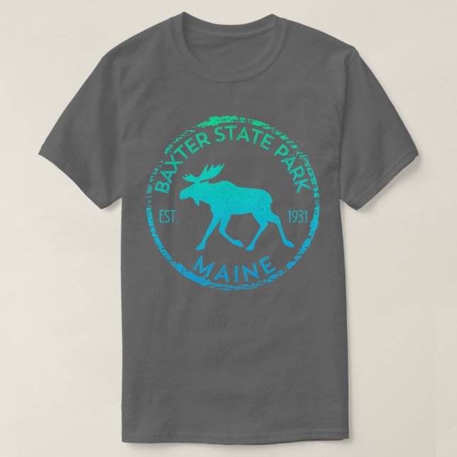 Camiseta Parque Estatal Baxter Maine Moose al aire libre (Diseño del anverso)