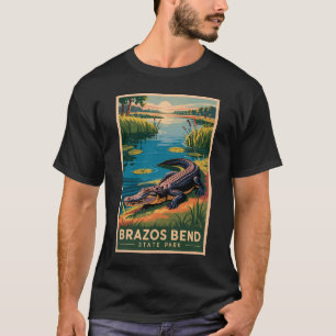 Camiseta Parque Estatal Brazos Bend Arte de Viaje Vintage T