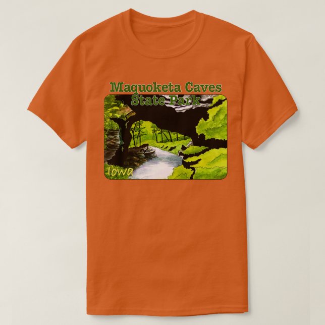 Camiseta Parque estatal de las cuevas de Maquoketa Iowa (Diseño del anverso)