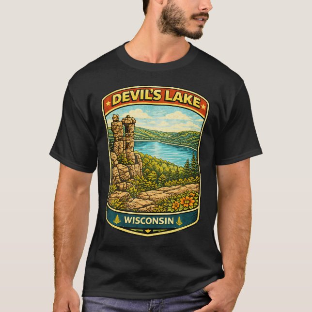 Camiseta Parque Estatal Devil's Lake Wisconsin Senderismo F (Anverso)