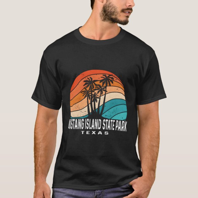 Camiseta Parque estatal Isla Mustang Texas Palm Tree Beach (Anverso)