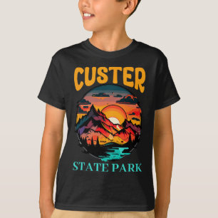 Camiseta Parque Estatal Retro Custer Camping al Aire Libre 