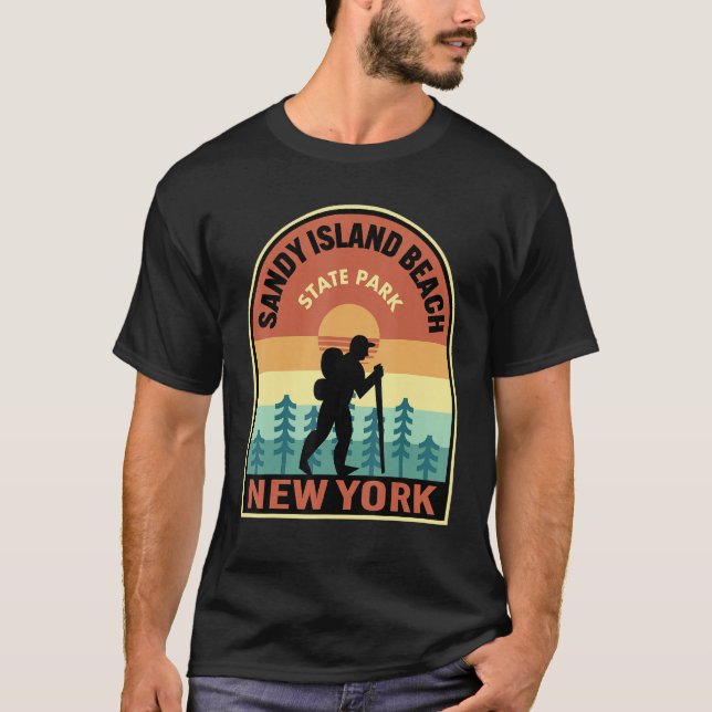 Camiseta Parque estatal Sandy Island Beach New York Retro H (Anverso)