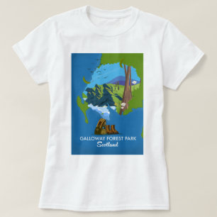 Camiseta parque forestal de Galloway Escocia mapa