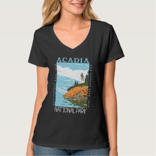 Camiseta Parque nacional Acadia Bar Harbour Lighthouse Vint