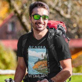 Camiseta Parque nacional Acadia Bar Harbour Lighthouse Vint