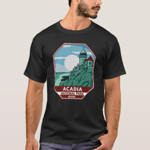 Camiseta Parque nacional Acadia faro Maine Emblem retro