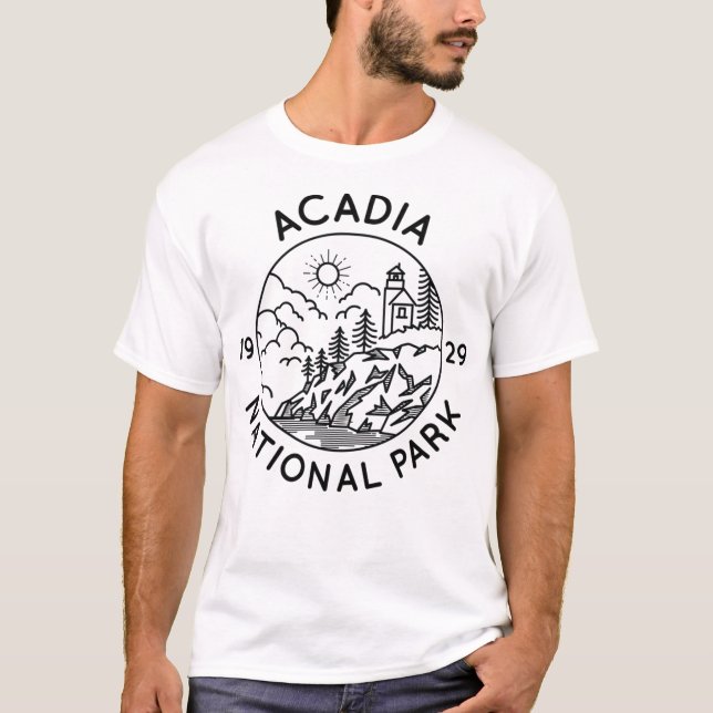 Camiseta Parque nacional Acadia Guay Black Line Art Outdoor (Anverso)