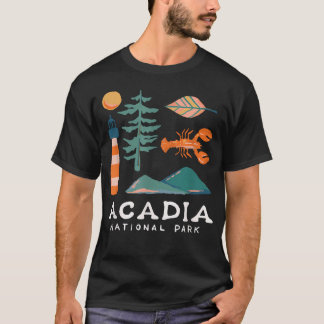 Camiseta Parque Nacional Acadia Iconos de Viaje Vacaciones 