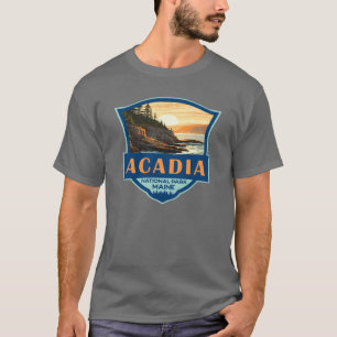 Camiseta Parque nacional Acadia Ilustracion Viaje Retro Mal