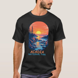 Camiseta Parque nacional Acadia - Línea costera del atardec