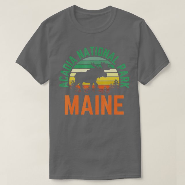 Camiseta Parque nacional Acadia Maine Bar Harbour Moose Ret (Diseño del anverso)