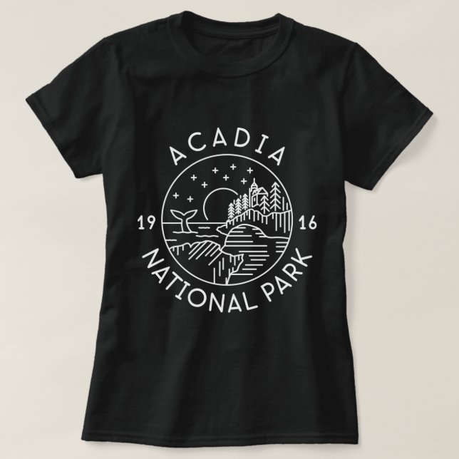 Camiseta Parque nacional Acadia Puerto de Maine Bar 1916 (Diseño del anverso)