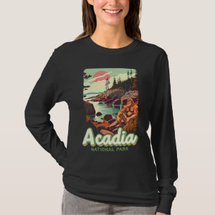 Camiseta Parque Nacional Acadia Sasquatch WPA Clásico Maine