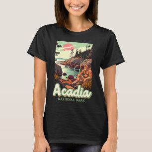 Camiseta Parque Nacional Acadia Sasquatch WPA Clásico Maine