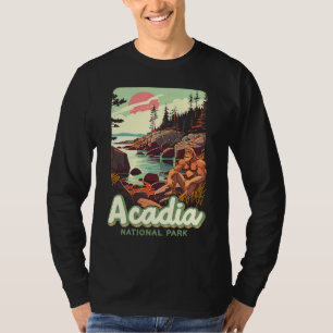 Camiseta Parque Nacional Acadia Sasquatch WPA Clásico Maine