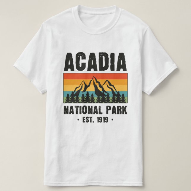 Camiseta Parque nacional Acadia, Vintage de Maine Retro (Diseño del anverso)