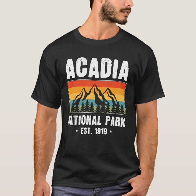 Camiseta Parque nacional Acadia, Vintage de Maine Retro (Anverso)