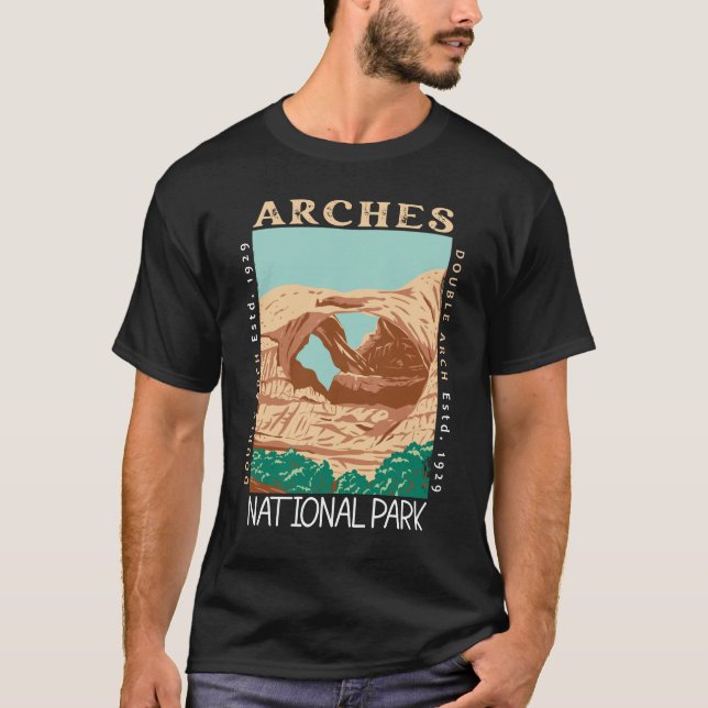Camiseta Parque Nacional Arches Doble Arco Retro Molesto (Anverso)