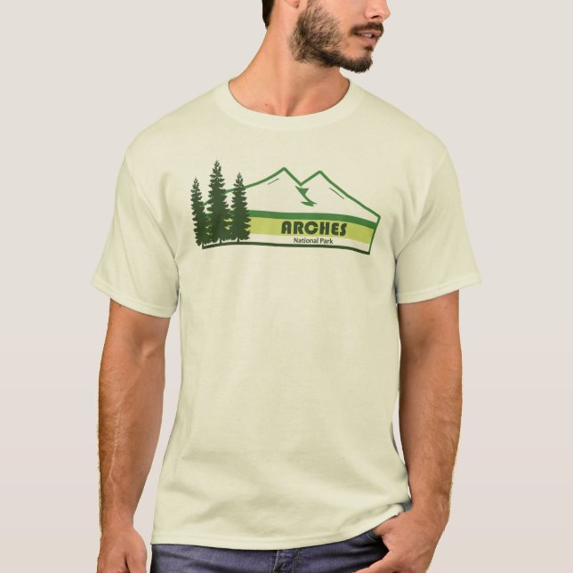 Camiseta Parque nacional Arches Estripas verdes (Anverso)