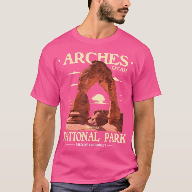 Camiseta Parque nacional Arches - Senderismo Retro (Anverso)