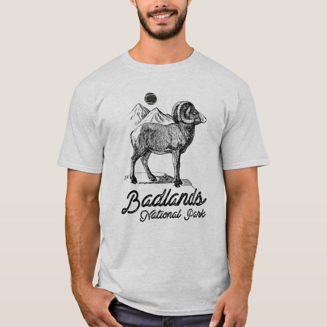 Camiseta Parque nacional Badlands con ovejas de Bighorn (Anverso)