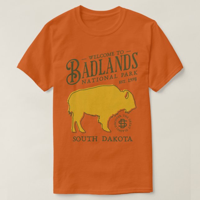 Camiseta Parque Nacional Badlands Dakota del Sur Bisonte Se (Diseño del anverso)