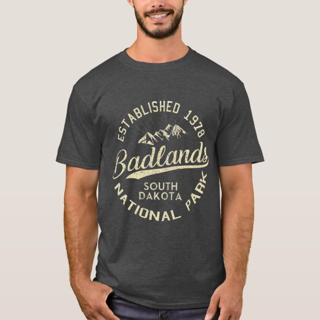 Camiseta Parque nacional Badlands Senderismo Viaje Retro (Anverso)