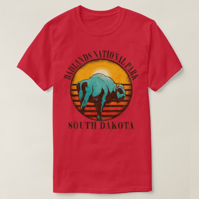 Camiseta Parque nacional Badlands US South Dakota Bison Hik (Diseño del anverso)