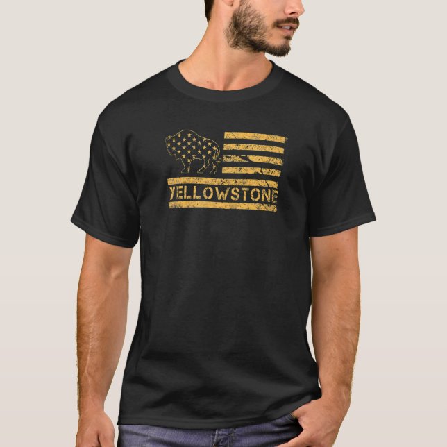 Camiseta Parque nacional Bandera Estadounidense Wyoming Yel (Anverso)