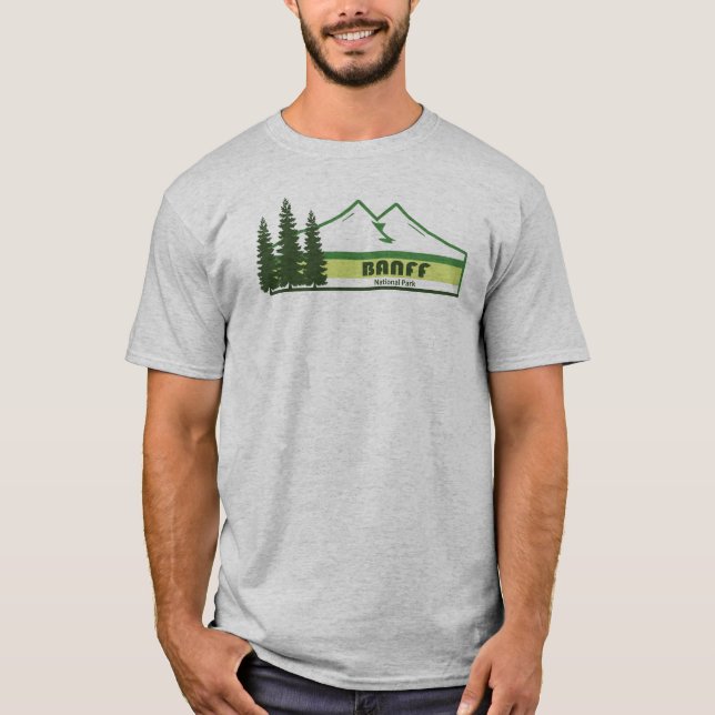 Camiseta Parque nacional Banff Rayas verdes (Anverso)