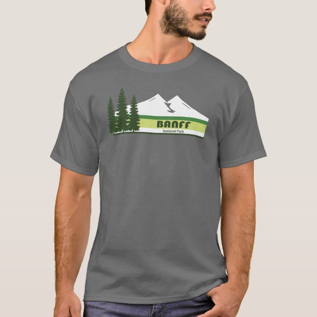 Camiseta Parque nacional Banff Rayas verdes (Anverso)
