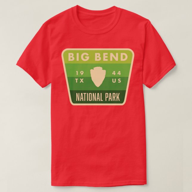 Camiseta Parque nacional Big Bend Retro Arrowhead Green (Diseño del anverso)