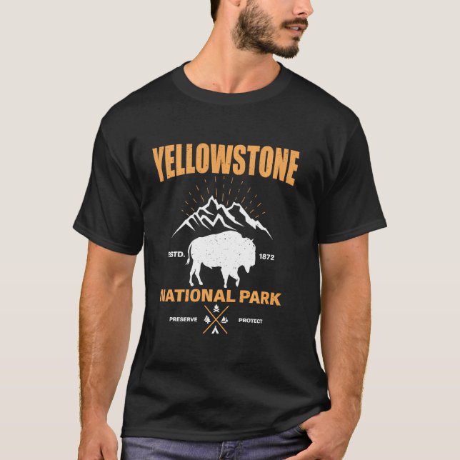 Camiseta Parque nacional Bison Yellowstone Ré Vintage (Anverso)