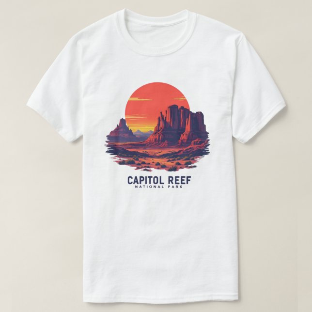 Camiseta Parque nacional Capitol Reef Diseño Retro Sunset - (Diseño del anverso)