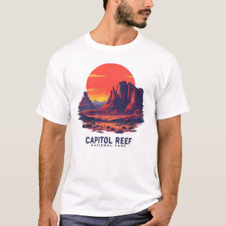 Camiseta Parque nacional Capitol Reef Diseño Retro Sunset -