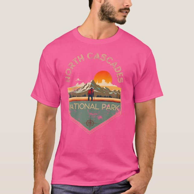 Camiseta Parque nacional Cascades del Norte Senderismo Retr (Anverso)