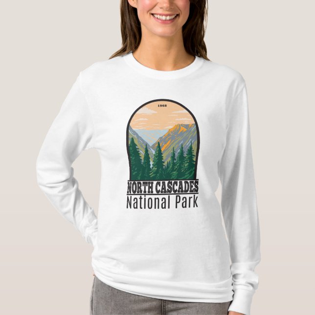 Camiseta Parque nacional Cascades del Norte Washington Vint (Anverso)