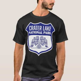 Camiseta Parque nacional Crater Lake Retro Bird Shield Blue