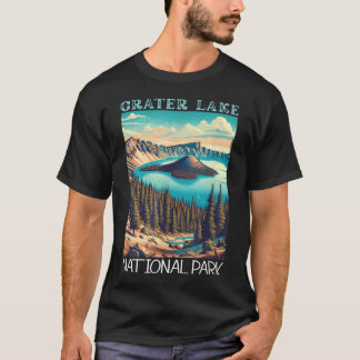 Camiseta Parque Nacional Crater Lake Retro Senderismo Campi