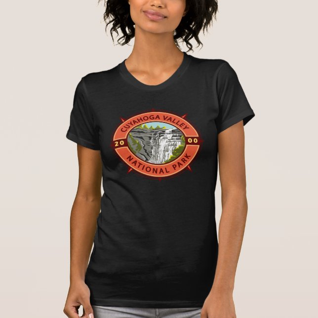 Camiseta Parque nacional Cuyahoga Valley Compass Retro Embl (Anverso)