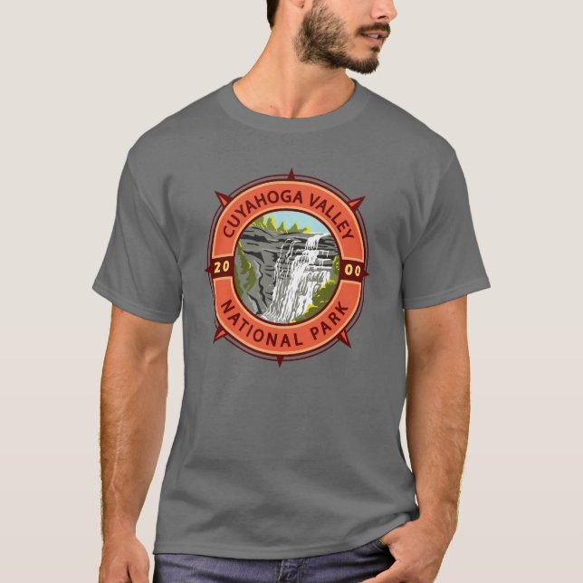 Camiseta Parque nacional Cuyahoga Valley Compass Retro Embl (Anverso)