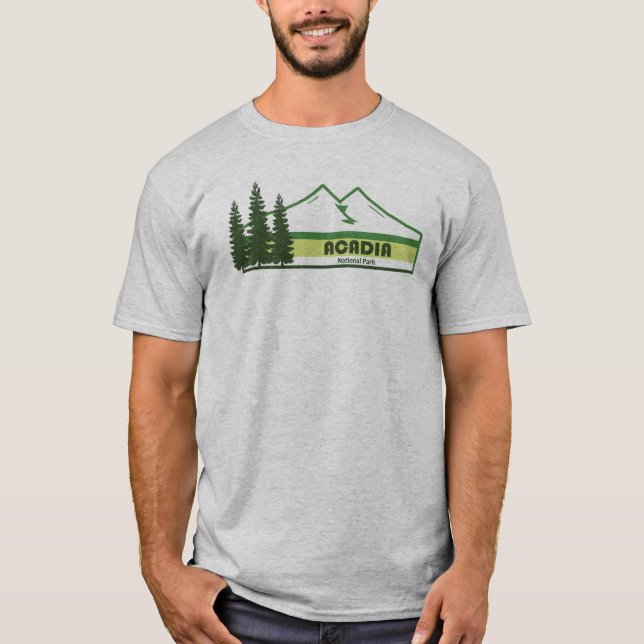 Camiseta Parque nacional de Acadia Rayas Verdes (Anverso)
