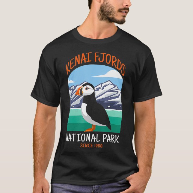 Camiseta Parque nacional de fiordos de Kenia Ave Puffin de  (Anverso)