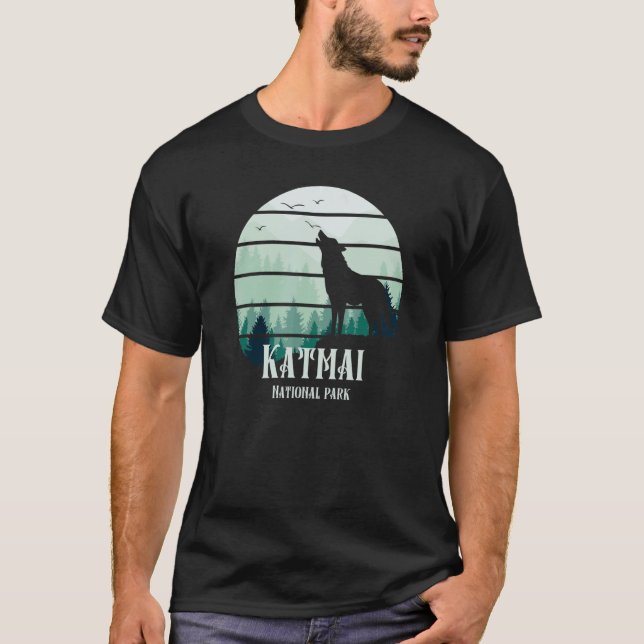 Camiseta Parque nacional de Katmai Alaska Howling Wolf W (Anverso)
