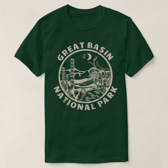 Camiseta Parque nacional de la Gran Cuenca Linocut Deser pe (Diseño del anverso)