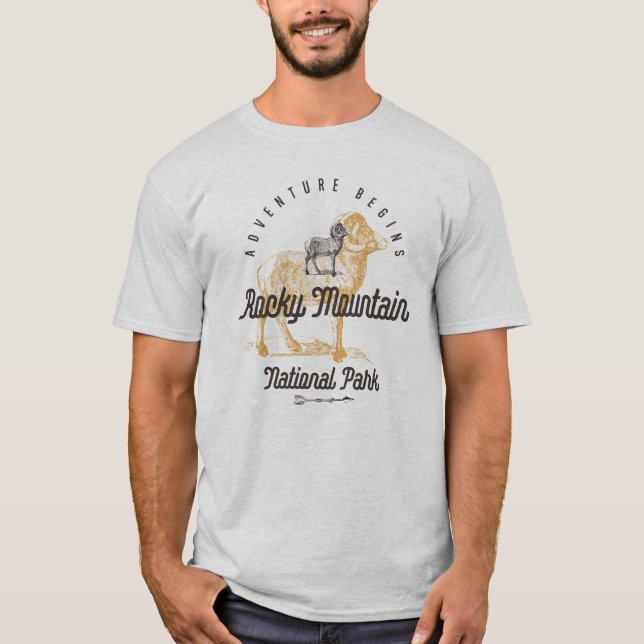 Camiseta Parque nacional de las Montañas Rocosas con Bighor (Anverso)
